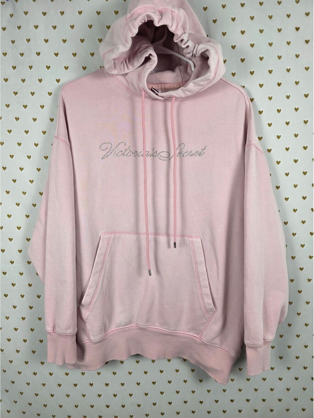 Victorias Secret Pink BLING Pullover Oversized Thick Hoodie Sweater Rhinestone